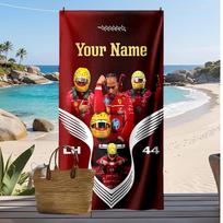 Lewis Hamilton individualus paplūdimio rankšluostis, spausdinkite savo vardą, lengvas sugeriantis rankšluostis plaukimui, kelionėms 70cmx140cm(27x55inch) red