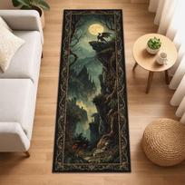 Crowned Skull Runner Rug Gothic Skeleton and Floral Hallway Carpet Dark Alternative Horror Art Home Decor 40X120CM