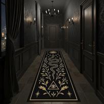 Crowned Skull Runner Rug Gothic Skeleton and Floral Hallway Carpet Dark Alternative Horror Art Home Decor 40X120CM black