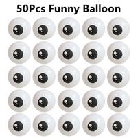 50Pcs Funny Eye Latex Balloon White Black Cartoon Eyes Halloween Eye Balloon Children's Birthday Party Balloons 5inch 5inch white