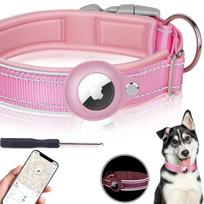 New For Apple Airtag Pet Dog Collar Anti-Lost Reflective Protective Tracker WaterProof For Pet Dog Cat Dog Positioning Collar S   30-37CM pink