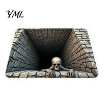 Non-slip Floor Mat 3D Skeleton Halloween Rug, Spooky Optical Illusion Entrance Depth Durable Bedroom Pattern Non-Slip for Living Room Decor 60x90cm