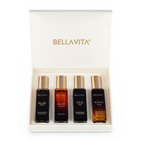 Bella Vita prabangus vyriškas tualetinis vanduo, dovanų rinkinys 4 x 20 ml, medienos, citrusinių, aromatinis 4 X 20 Ml beige