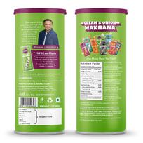 Sveiki kepti ir pagardinti užkandžiai iš makhana - Mėtinis pudina, Peri peri, Rūgštus pomidorų, Grietinėlės ir svogūnų, Himalajų druskos | (5 vnt. rinkinys, po 77 g kiekvienas) Cream & Onion 90gms beige