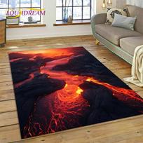 3D Volcano Lava Magma kiliminis kilimėlis miegamojo svetainei namų sofos dekoravimui, vaikų žaidimo didelio dekoro grindų kilimėlis neslidžia dovana 70cm x 100cm
