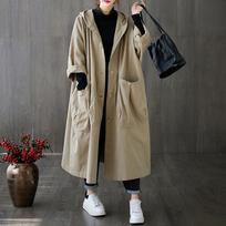 Oversized Women's Windbreaker Hooded Long Mackintosh Street Coat for Women One Size gray