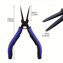 4,5 colio plonos plokščios replės su lygiomis žandikauliais, mini papuošalų gamybos replės su TPR raštuota rankena vielos apvijai, lenkimo įrankis Jewelry Pliers mėlyna