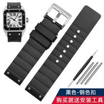 Cartier Santos 100 guminei laikrodžio apyrankei juoda kniedėta silikoninė apyrankė 20mm 23mm laikrodžio apyrankė vyrams moterims Ruda mėlyna minkšta apyrankė 23mm black