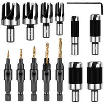 14Pcs Wood Plug Cutter Drill Bit Set Barrel/Claw Type Wooden Plug Drill Straight and Tapered Hole Cutter Drill Bit Woodwork Tool
