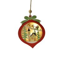 Tree Christmas Wooden Star Ball Car LED Light Hanging Ornament Home Party Decor brown