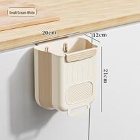 Prie sienos montuojama sulankstoma virtuvės šiukšlių dėžė su spintelės kabliu Small 6L beige