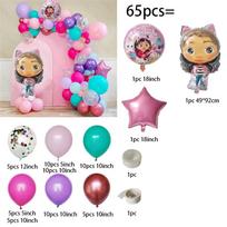 Gabby Dollhouses Birthday Balloons Girls New Anime Digit 1-10 Party Decoration Baby Shower Gender Reveal Ballons Kids Toys Gift Round Sensory as picture pink