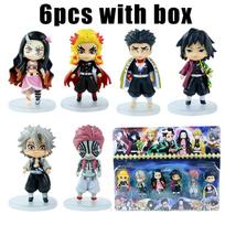 6pcs/set Anime Demon Slayer Kimetsu no Yaiba figure Kamado Tanjirou Action Figure Agatsuma Zenitsu Nezuko Warrior PVC Model Playthings gray