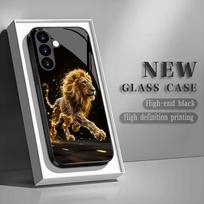 The majestic lion tempered glass phone case is suitable for Samsung Galaxy S26 S25 S24 S23 S22 S20 FE/Ultra/Plus anti drop GalaxyS20Ultra black