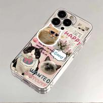 Transparent Newspaper Cat Phone Case for Samsung Galaxy S25 S24 S23 Ultra S22 Plus S21 FE A56 A36 A15 A55 A53 A35 A52 A16 Cover Galaxy A36 5G gray