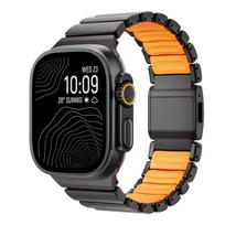 Luxury Titanium Band For Apple Watch Ultra 3 11 10 9 8 7 SE 6 Silicone Magnetic Bracelet Strap For iWatch 42mm 44 45mm 46mm 49mm 42 44 45 49mm&Steel Material black