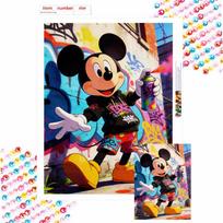 Disney diamond painting handmade diy mosaic Mickey Mouse graffiti art rhinestone kit home decoration gift Round 20x30cm black