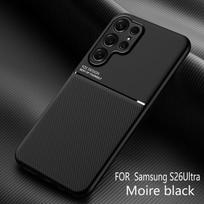 Car Magnetic Holder Leather Plate Phone Case for Samsung Galaxy S26 S25 S24 S23 S22 Ultra Plus S24FE S25EDGE Soft Back Cover Galaxy S23+