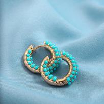 Simple and Stylish European and American Bohemian Style Beaded Turquoise Earrings for Women, Unique and Niche Light Luxury Earrings auksas