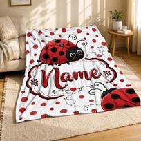 Boružės vardas koralinio vilnos pledas, personalizuota miela sodo puošmena 75cm*90cm white