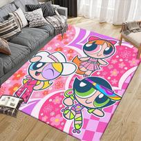 The Powerpuff Girls Flannel Pattern Square Carpet,Area Rug,Carpet Rug for Living Room Bedroom Sofa Playroom Decor,Non-slip Floor Mat 40x60cm( 15x23in )