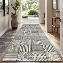 Black  White Chevron Stripe Long Rug, Non-Slip Runner Mat for Hallway  Living Room 50x160cm 20x63inch gray