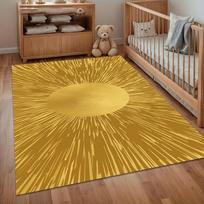 Modern Gold Sunburst Medallion Persian Area Rug for Living Room Bedroom Contemporary Traditional Home Decor Non Slip Floor Mat 80x120cm