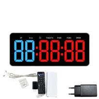 Workout Timer Clock with Large LED Display and Remote Control, Mount Ready Workout Timer for Circuit Workouts, Fitness Rooms and Indoor Use 1 red