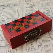 Wooden International Chess Set Terracotta Warriors Chess Pieces Chess Game Christmas Gift raudona