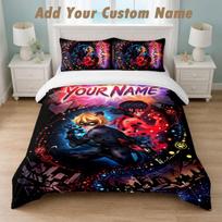 Bedding Set 1 Duvet Cover 2 Pillowcases Miraculous Ladybug Print Soft Bed Linen Bedroom Decor 135cmx200cm white