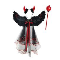 Helovino kostiumų rinkinys Velnias Angelas Cosplay kostiumas Helovino vakarėlis Cosplay rekvizitas Vaikams Plunksnų sparnas Karnavalinis kostiumas juoda