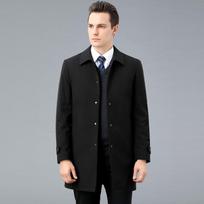 Men's Winter Mid-length Business Windbreaker - Casual Cotton Coat for Middle-aged Dads 56 juoda