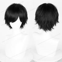 Anime 30cm Trumpas Tiesus Cosplay Perukas Juodas Baltas Žalias Rudas Violetinis Mėlynas Pilkas Raudonas Auksinis Vyras Moteris Karščiui Atsparus Sintetinis Plaukas as the picture- black