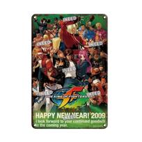 Vintažinis King Of Fighters metalinis skardinis ženklas Klasikinis KOF žaidimo plakatas Retro žaidėjo kambario dekoras Sienos meno lentelės namų dekoravimui 20x30cm（7.8x11.8inch） black