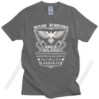 Trendy House Atreides Dune Arrakis T Shirt Men Short Sleeves 100% Cotton T-Shirt Leisure Science Fiction Film Tshirt Uniform Top M gray