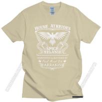 Trendy House Atreides Dune Arrakis T Shirt Men Short Sleeves 100% Cotton T-Shirt Leisure Science Fiction Film Tshirt Uniform Top M white