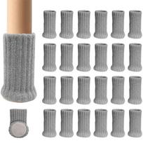 24 vnt. briaunotos tekstūros kėdės kojų kojinių komplektas su neslystančiais padukais grindų apsaugai 24pcs