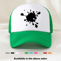 Black Ink Splatter Trucker Hat Adjustable Mesh Back Polyester Baseball Cap Unisex Casual Snapback Cap One Size white