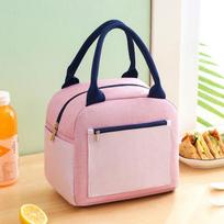 Color matching bento bag thermal insulation bag lunch bag handbag aluminum foil thickened waterproof lunch box bag rožinė