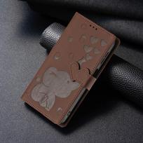Mielas drambliuko odinis atverčiamas piniginės tipo dėklas telefonui Samsung Galaxy S25 Ultra S24 Plus S23 S22 S21 S20 FE A56 A36 A16 A55 Kortelių dėklas Samsung A55 (5G) ruda
