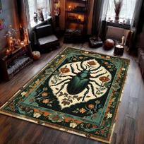 Vintage Stag Beetle Rug, Gothic Insect Carpet with Botanical Carpet, Boho Persian Style Bug , Mothcore Home Decor Mat Insect Rug 43X75CM