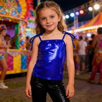 Kids' Shiny Performance Tank Top - Casual Comfortable Adjustable Strap Camisole for Dance Stage Shows 120 purple