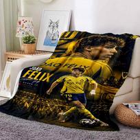 Joao Felix Al Nassr FC Football Player Print Flannel Blanket Soft Warm Throw Blanket for Sofa Bed Living Room 80cm x 120cm brown