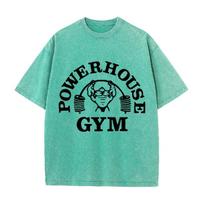 Powerhouse Gym Fitness spaudinys Vintažiniai skalbti marškinėliai Sporto salės treniruotės Laisvalaikio marškinėliai XXL žalia