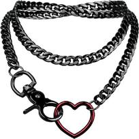 European and American Love Keychain Cuban Y-shaped Long Chain Stainless Steel O-ring Layered Necklace Simple Necklace black