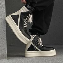 Martin Boots High-Street Board Shoes Autumn And Winter Men'S And Women'S Inverted Triangle Black And White Double-Layer Thick-Soled High-Top Shoes 44 black