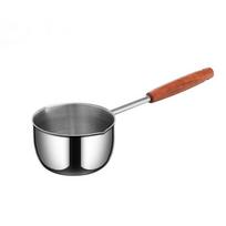 300ml/500ml Oil Splashing Small Pot Stainless Steel Hot Oil Pan Oil Pouring Spoon  Oil Pouring 300ML-Wooden Handle gray