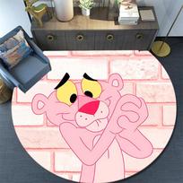 The Pink Panther Round Area Rug,Carpet Rug for Living Room Bedroom Sofa Playroom Decor,Non-slip Floor Mat 80cmx80cm black