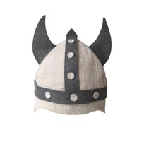 Juokinga vikingų ragų pirties kepurė su unikaliu ragų dizainu Atspari karščiui Vilna Šilumos izoliacija Garų kepurė Galvos ornamentas Šiaurės gray
