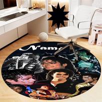 Custom Name Michael Jackson Printed Round Rug Carpet Chair Rug Area Rug Entryway Doormats,for Office Chair Living Room Bedroom Kitchen Room. 80cmx80cm